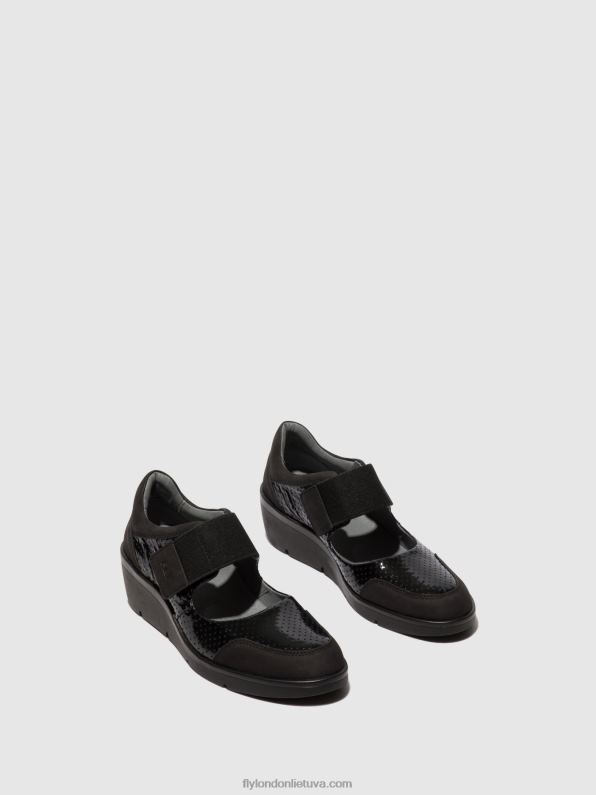 velcro batai naje583 moterys Fly London 4H288624 juodas