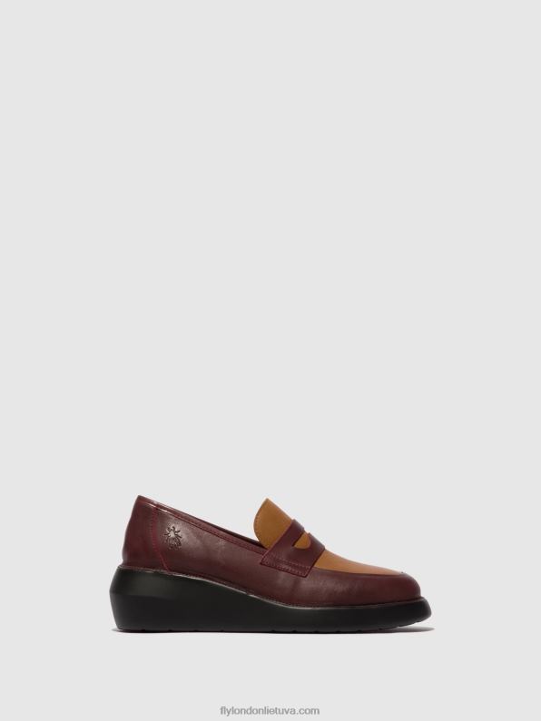 loafers batai blar513 moterys Fly London 4H288677 bordo/cuoio