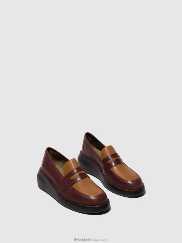 loafers batai blar513 moterys Fly London 4H288677 bordo/cuoio