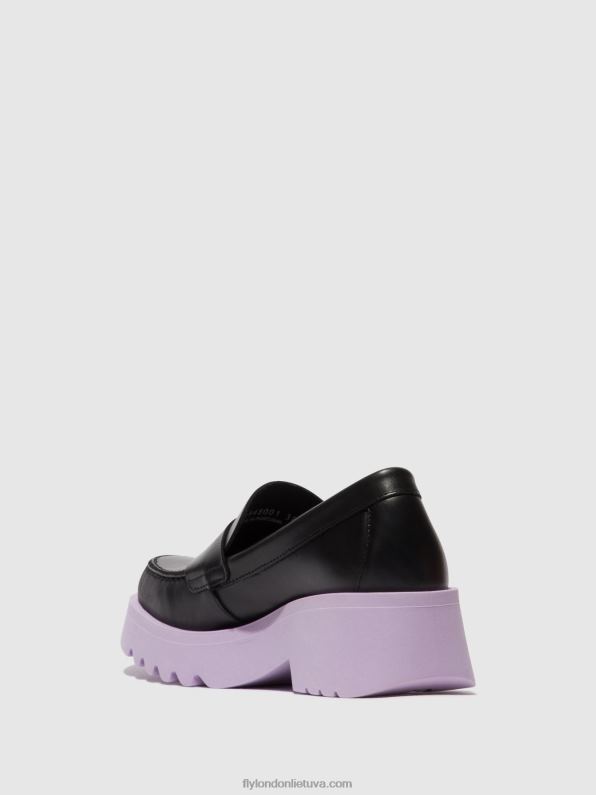 loafers batai moat948 moterys Fly London 4H288651 juodas (violetinis padas)