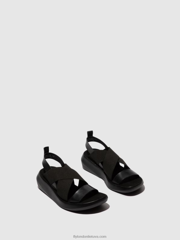 crossover sandalai baji848 moterys Fly London 4H288593 juodas