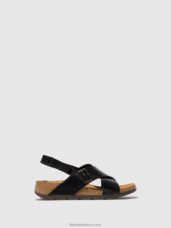 crossover sandalai chlo852 moterys Fly London 4H288588 juodas
