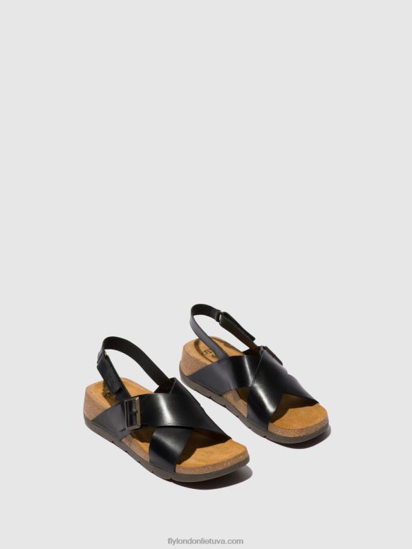 crossover sandalai chlo852 moterys Fly London 4H288588 juodas