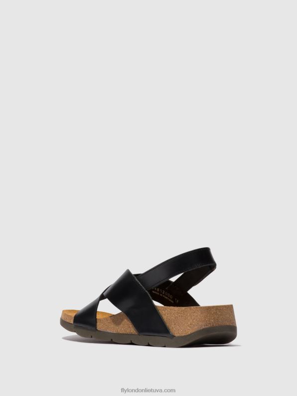 crossover sandalai chlo852 moterys Fly London 4H288588 juodas