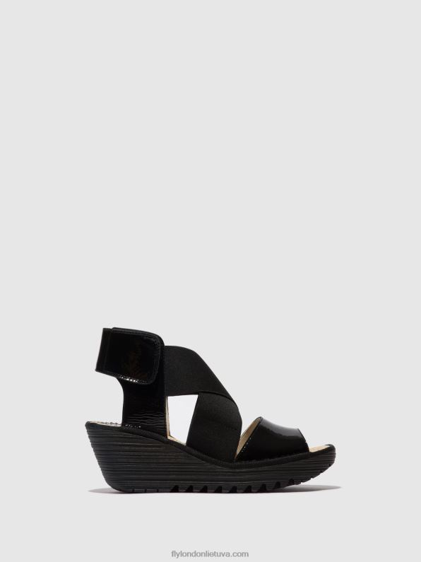 crossover sandalai yuba385 moterys Fly London 4H288390 liukso juoda