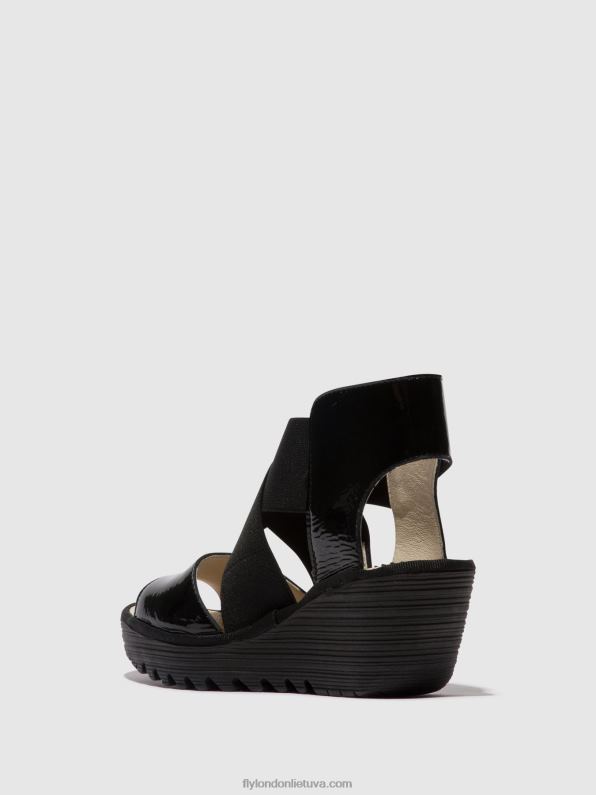 crossover sandalai yuba385 moterys Fly London 4H288390 liukso juoda