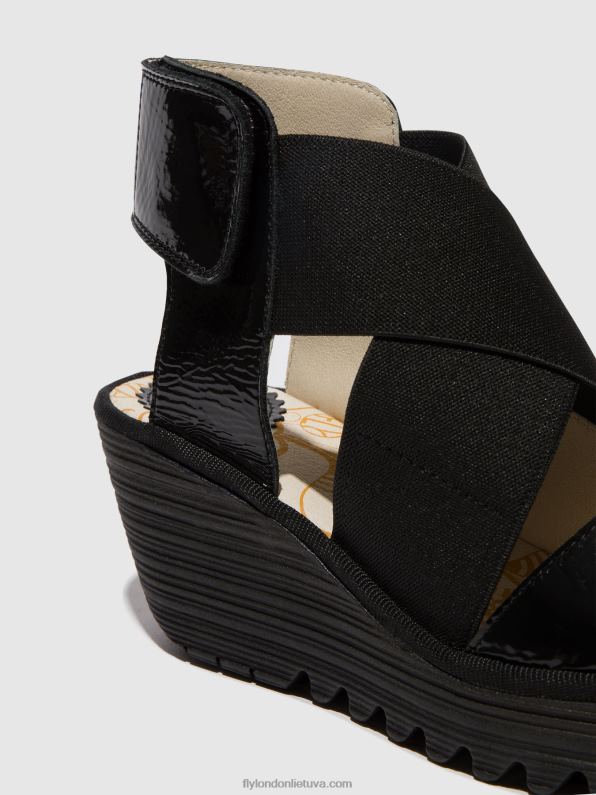 crossover sandalai yuba385 moterys Fly London 4H288390 liukso juoda
