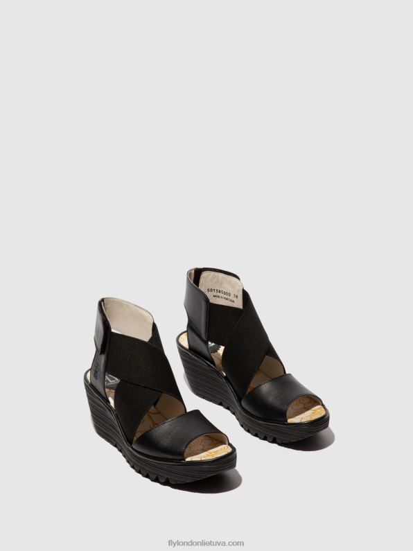 crossover sandalai yuba385 moterys Fly London 4H288561 juodas