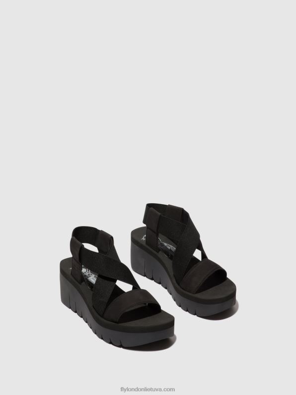 sandalai su nugaromis yabi922 moterys Fly London 4H288445 juodas