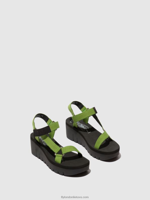 velcro sandalai yefa726 moterys Fly London 4H288394 juodas/avokadas (juodas