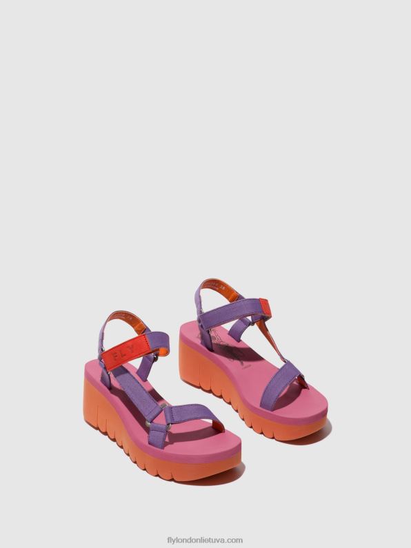 velcro sandalai yefa726 moterys Fly London 4H288396 oranžinė/violetinė (rožinė)