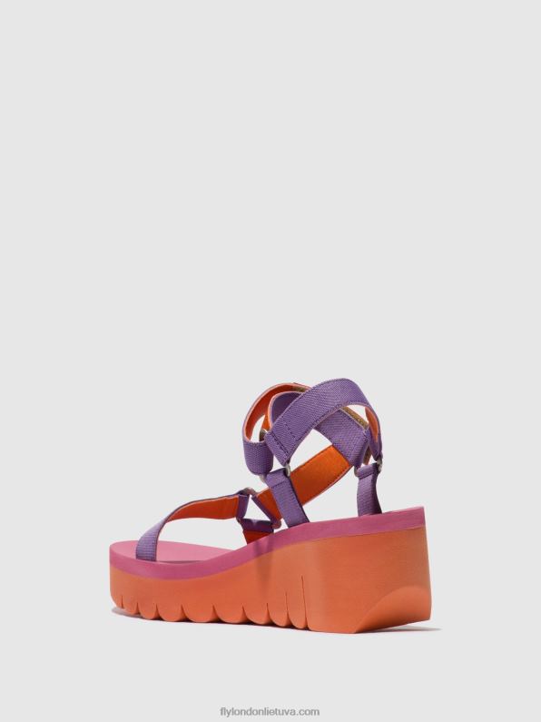 velcro sandalai yefa726 moterys Fly London 4H288396 oranžinė/violetinė (rožinė)