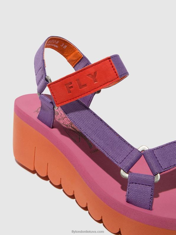 velcro sandalai yefa726 moterys Fly London 4H288396 oranžinė/violetinė (rožinė)