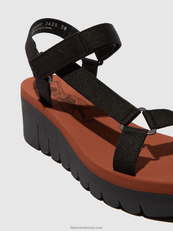 velcro sandalai yefa726 moterys Fly London 4H288609 kupido juoda (plyta)