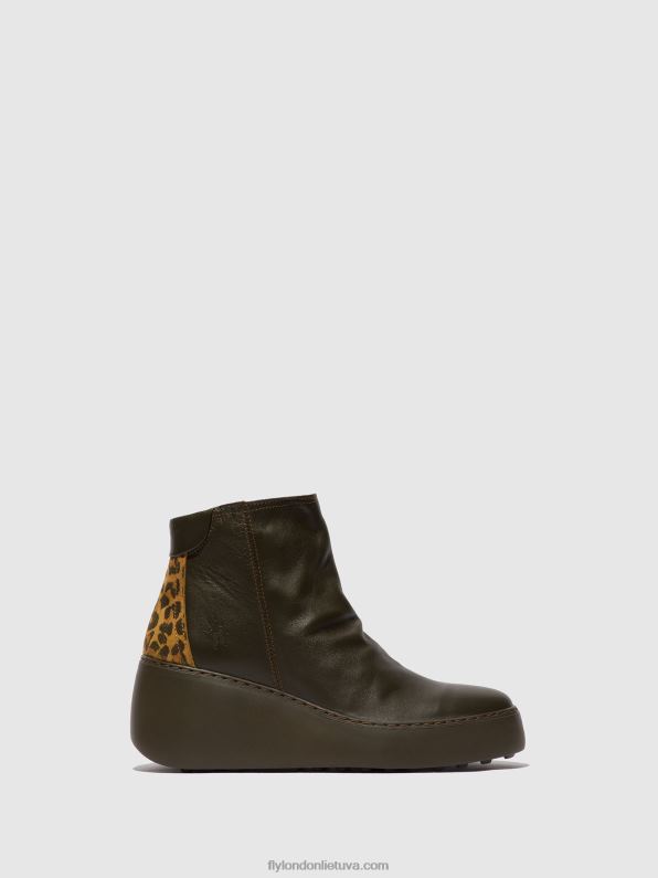 užsegami kulkšnies batai dabe461 moterys Fly London 4H28824 dk.green/tan