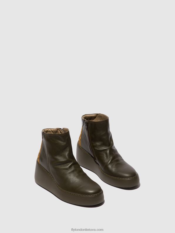 užsegami kulkšnies batai dabe461 moterys Fly London 4H28824 dk.green/tan