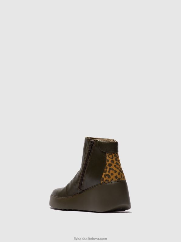 užsegami kulkšnies batai dabe461 moterys Fly London 4H28824 dk.green/tan