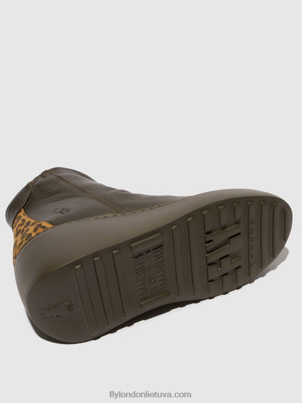 užsegami kulkšnies batai dabe461 moterys Fly London 4H28824 dk.green/tan